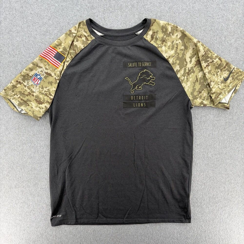 Nike Dri-FIT Detroit Lions Salute To Service Camo NFL Shirt Mens Large